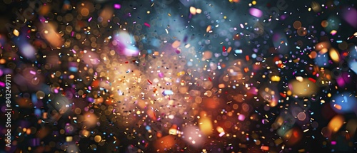 Spectacular confetti celebration lighting up the night, bright and colorful, joyous expressions, capturing the essence of festivity