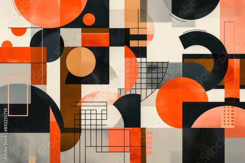 a colorful geometric background with many different shapes and colors, in the style of light orange and autumn colors, punctured canvases, simplified forms and shapes, layered surfaces, light gray and photo
