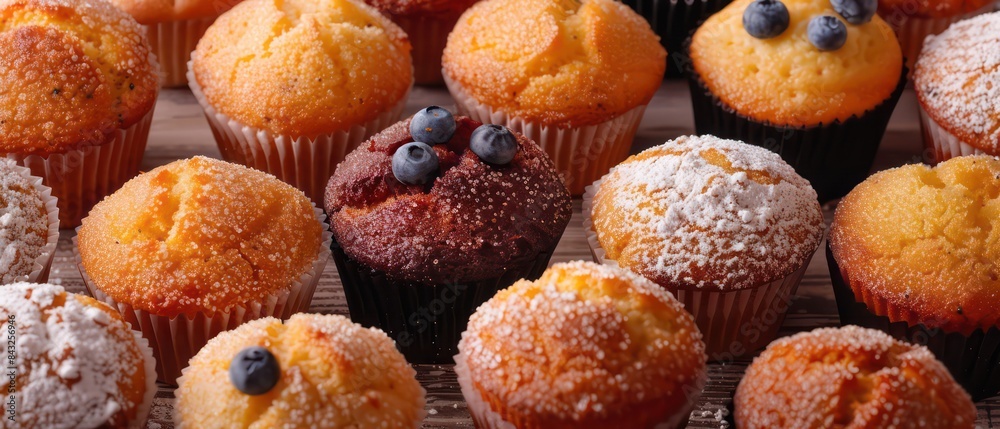 Muffins fresh out of the oven, with crispy tops and soft, moist centers, ready to be enjoyed Muffins fresh out of the oven, with crispy tops and soft, moist centers, ready to be enjoyed