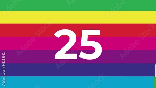 animated 30 seconds countdown timer in rainbow stripe background animation for lgbtq concept design
