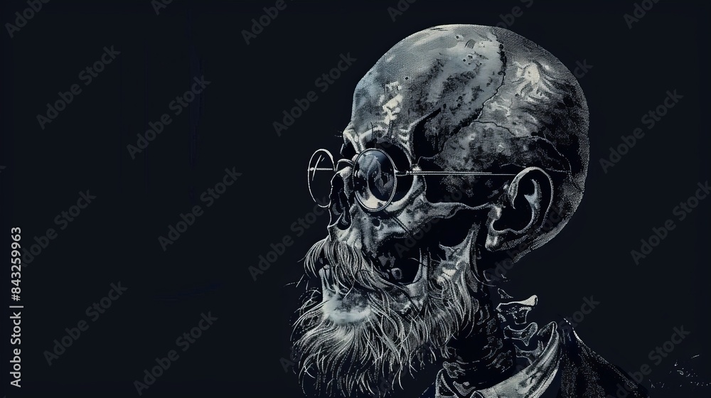 Skull with glasses and beard for horror or halloween themed designs Skull with glasses and beard for horror or halloween themed designs