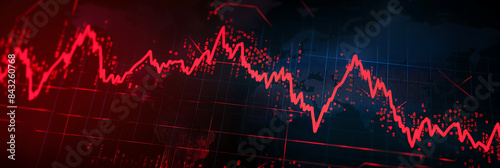 Stock Market Crash Graph, Financial Crisis, Economic Downturn, Red Line Chart, Investment Loss, Market Decline, Bear Market, Trading Analysis, Financial Data Visualization, Economic Recession
