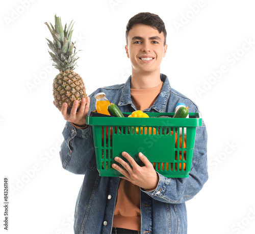 Young man with full shoppin...