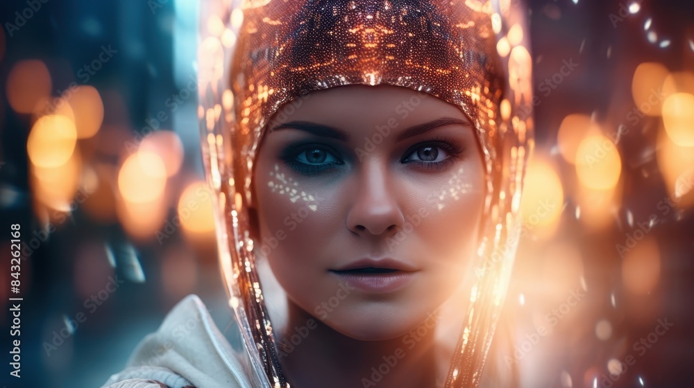 Mysterious woman with sparkling headpiece Mysterious woman with sparkling headpiece