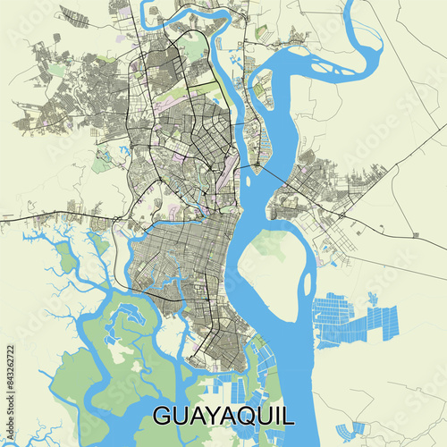 Guayaquil, Ecuador map poster art