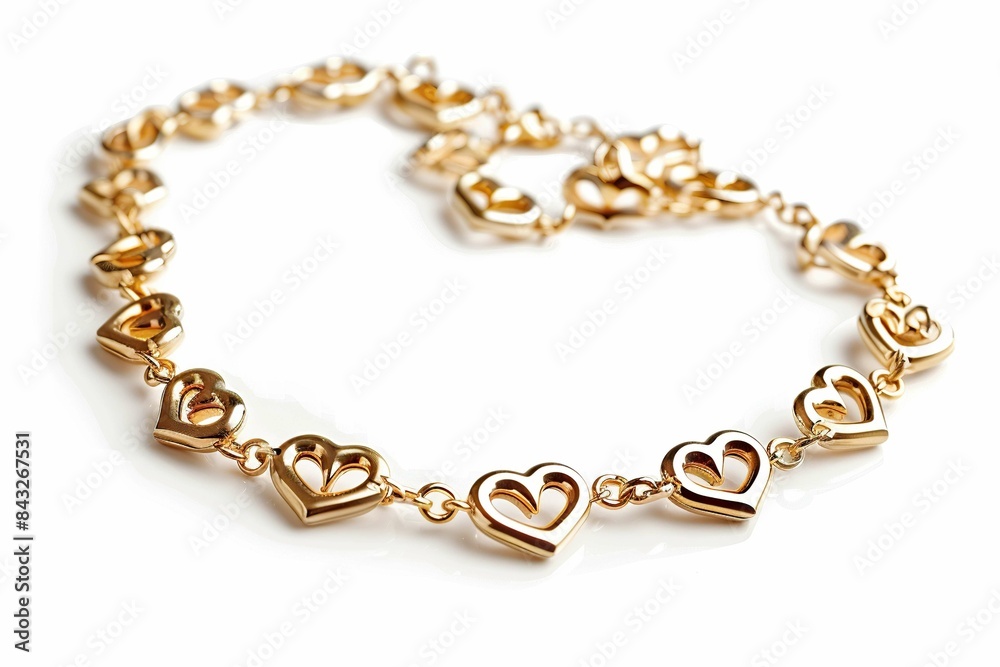 Heart chain necklace, isolated on white Heart chain necklace, isolated on white