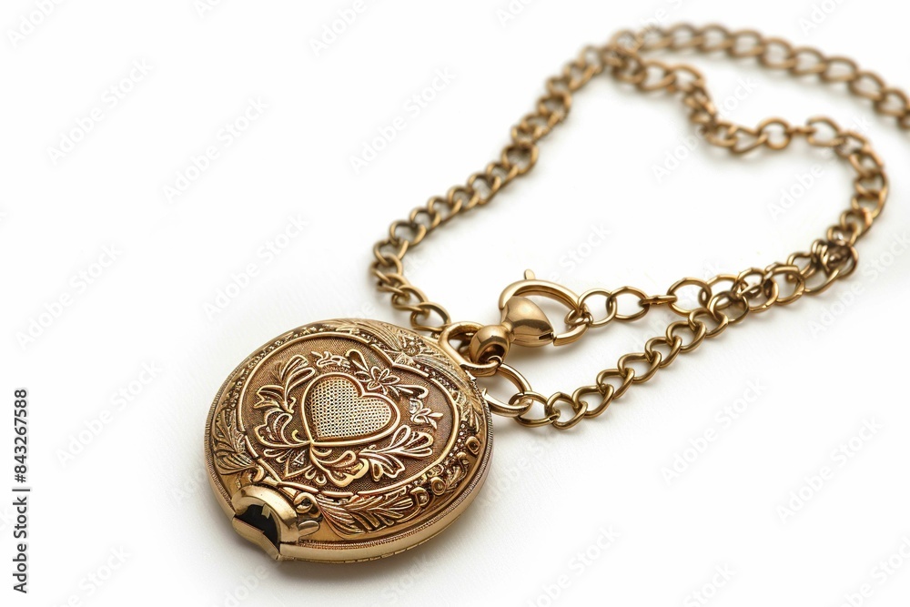 Locket chain necklace, isolated on white Locket chain necklace, isolated on white