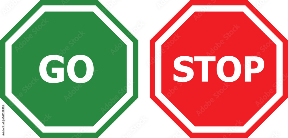 stop sign and go sign vector illustration