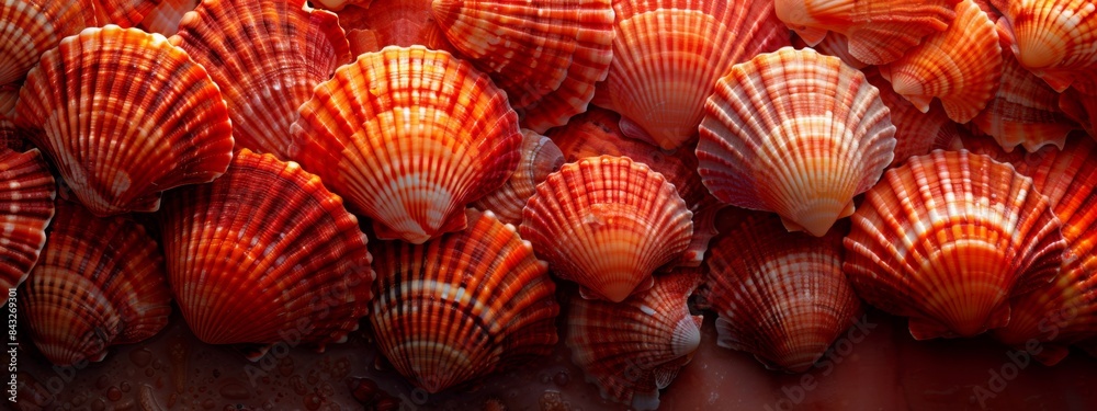 Scattered background of many red shells. Scattered background of many red shells.