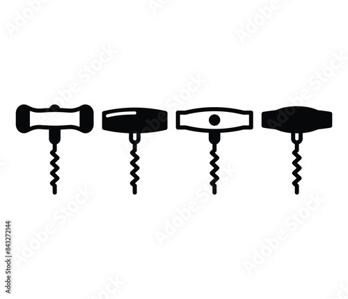 corkscrew icons symbol vector design black white colors flat illustrations collections sets
