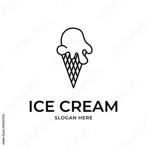 ice cream cone logo design vector outline style