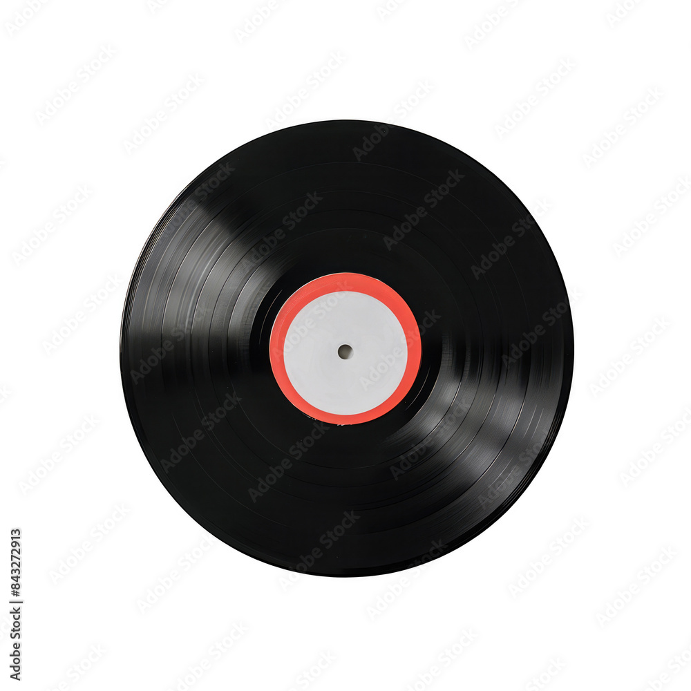 A black record with a red circle in the middle A black record with a red circle in the middle