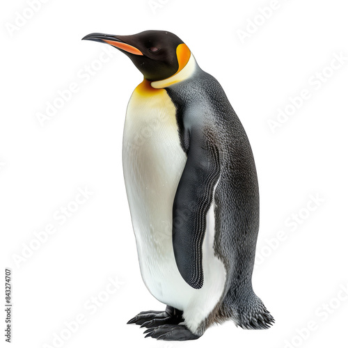 Obraz na płótnie A penguin stands on a white background