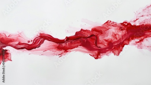  "Vibrant Contrast: Red Paint Stroke on White Watercolor Canvas"