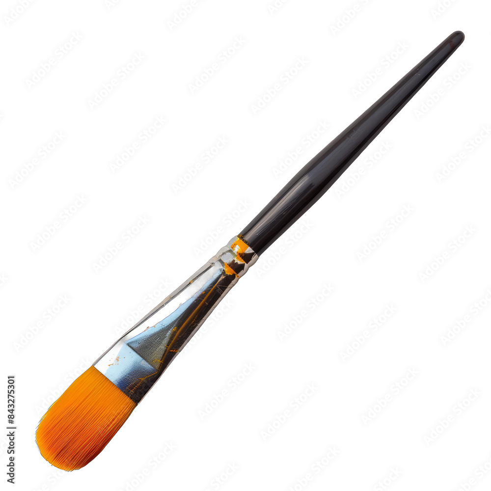 Naklejka premium A paintbrush with a yellow handle and a silver tip