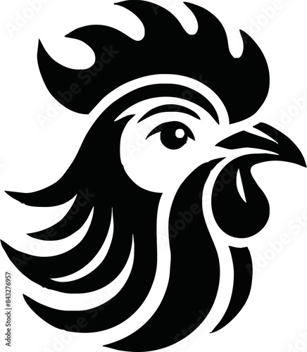 Chicken head silhouette. Rooster black icon on transparant background,png