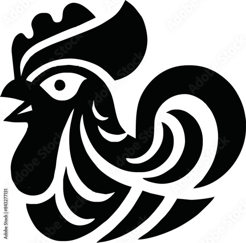 Chicken head silhouette. Rooster black icon on transparant background,png