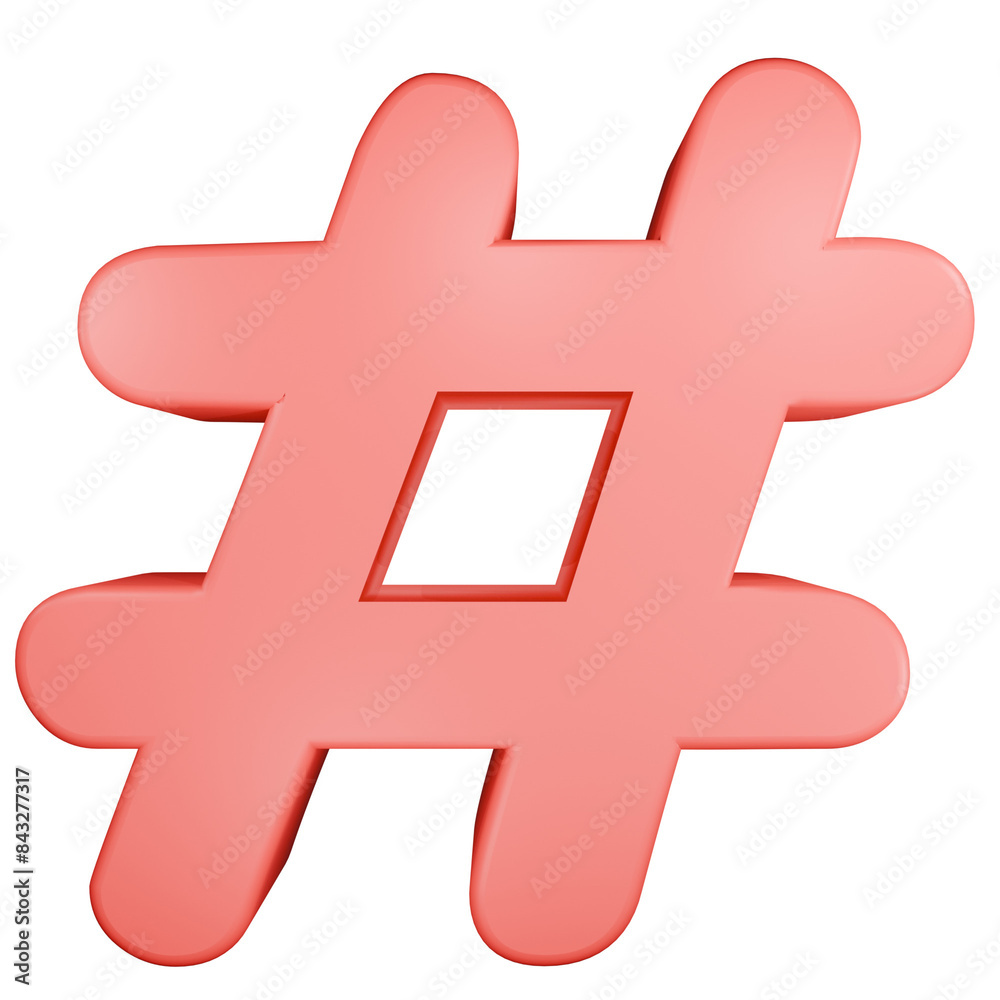 Obraz premium red Hashtag symbol 3D PNG