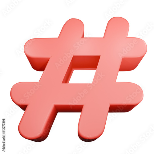 red Hashtag symbol 3D PNG