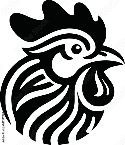 Chicken head silhouette. Rooster black icon on transparant background,png