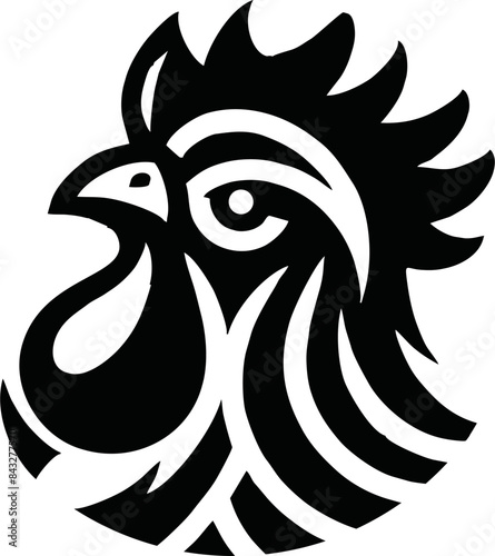 Chicken head silhouette. Rooster black icon on transparant background,png