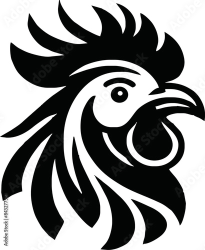 Chicken head silhouette. Rooster black icon on transparant background,png