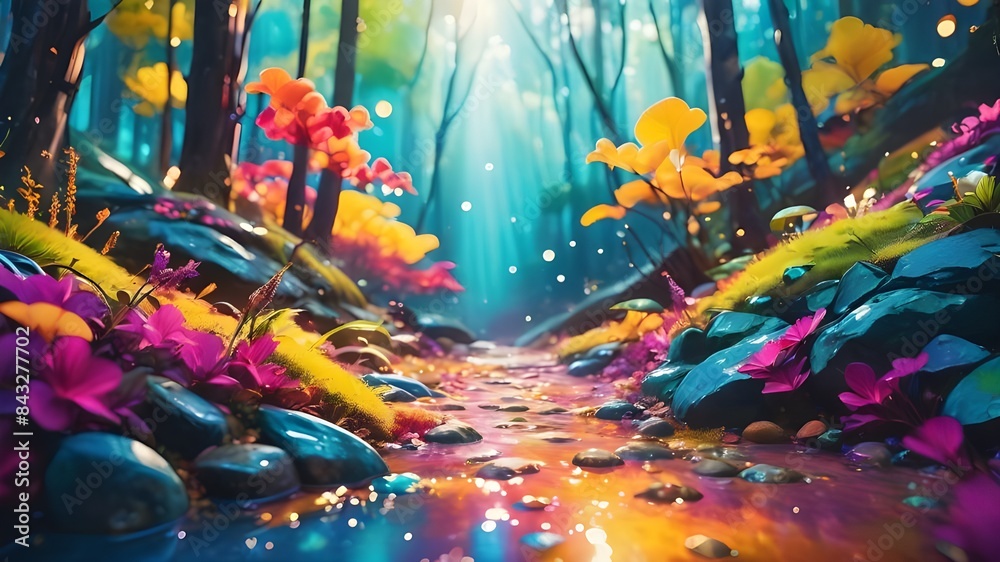 Fototapeta premium Abstract painting with vibrant colors . Fantasy concept , Illustration painting.