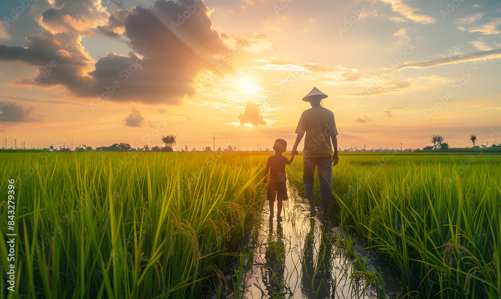 Fototapeta premium Rice, grains, and vegetables grown by farmers in the fields