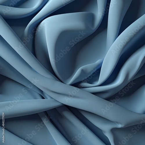 3d render, abstract blue background with folded textile layers levitating, fashion wallpaper with waving drapery Generative AI 