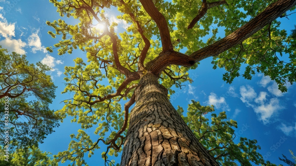 Fototapeta premium A tall tree against the backdrop of the sky
