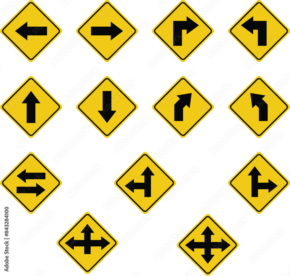 road arrows sign vector set road arrows sign vector set