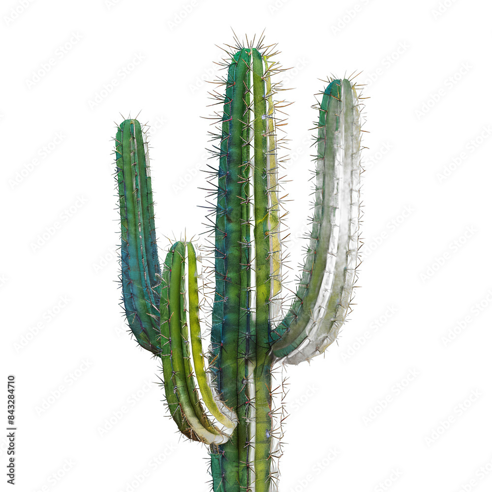 Naklejka premium A tall cactus with a green stem and white tips