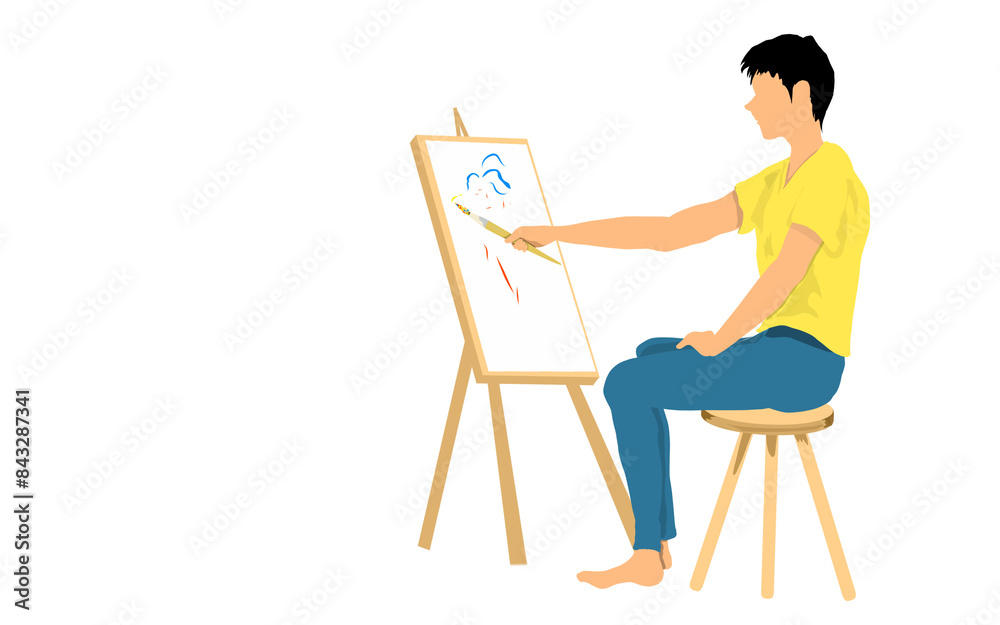 Fototapeta premium illustration of a person painting on a white canvas
