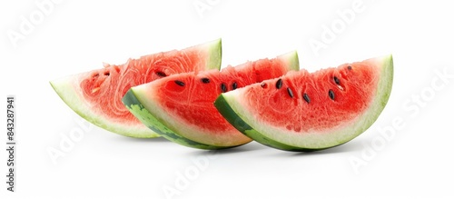 Fresh watermelon slices on a white background with a clipping path.