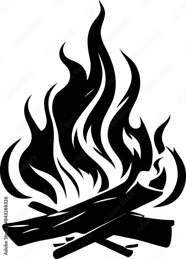 Bonfire icon .Fire is burning.Fire icon with a logs. . Fire flame vector silhouette. Bonfire icon .Fire is burning.Fire icon with a logs. . Fire flame vector silhouette.