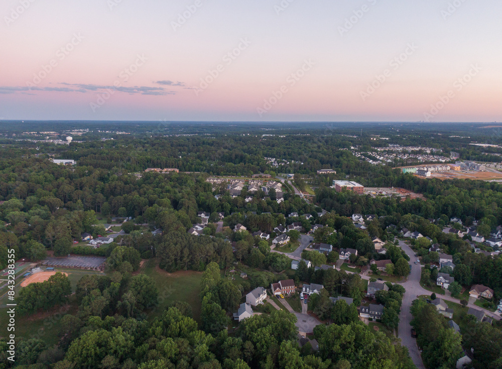 Obraz premium Not Very Exciting Drone Images of Wake Forest North Carolina. Includes Some Residential and Commercial Buildings. 