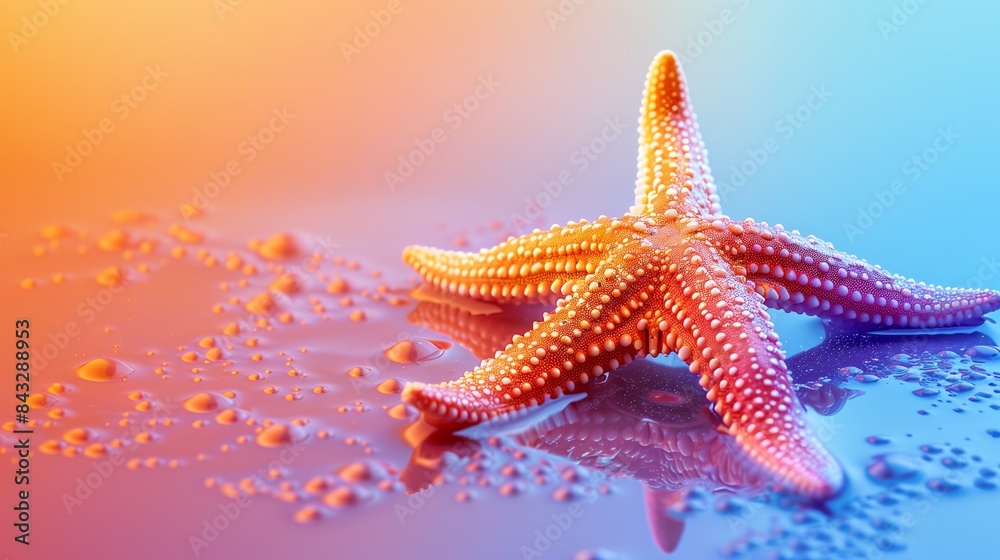 Radiant Starfish on Gradient Background with Copy Space Radiant Starfish on Gradient Background with Copy Space