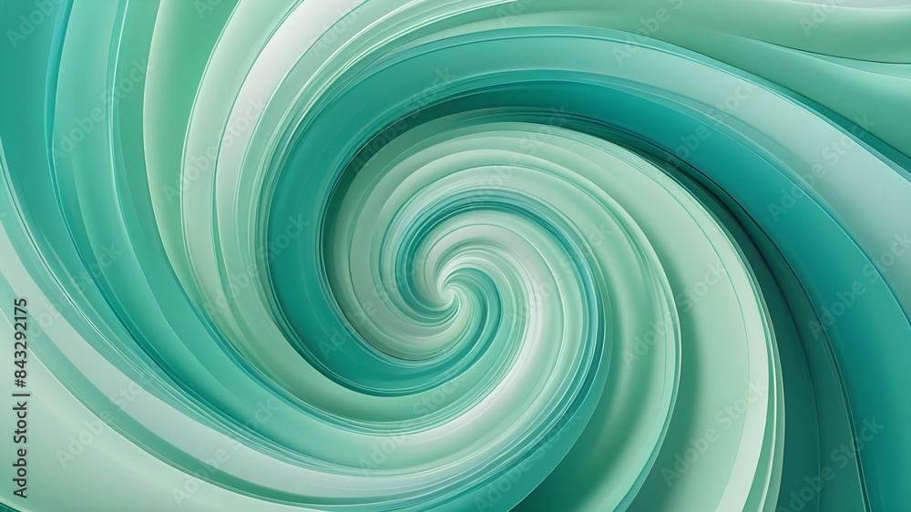 a quiet swirl of mint green and seafoam blue abstract shape