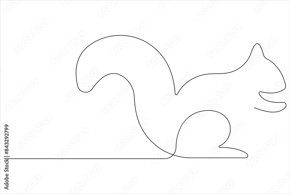 One Continuous line art drawing of squirrel vector illustration One Continuous line art drawing of squirrel vector illustration