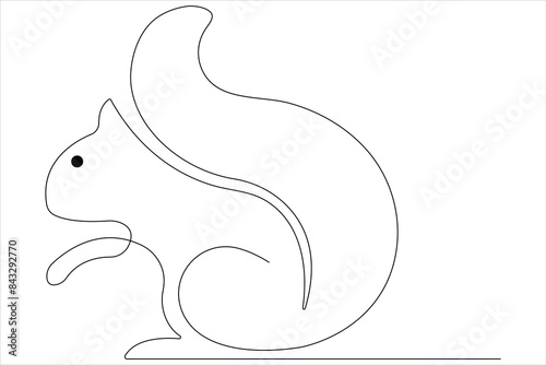 One Continuous line art drawing of squirrel vector illustration
