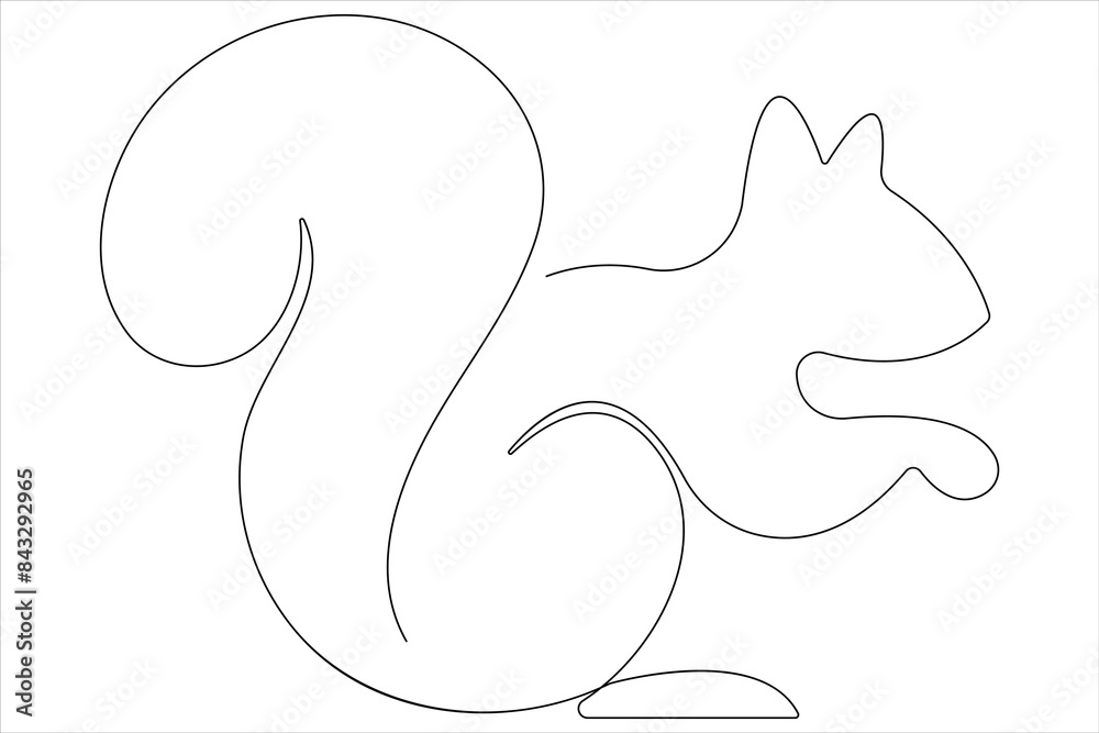 One Continuous line art drawing of squirrel vector illustration One Continuous line art drawing of squirrel vector illustration