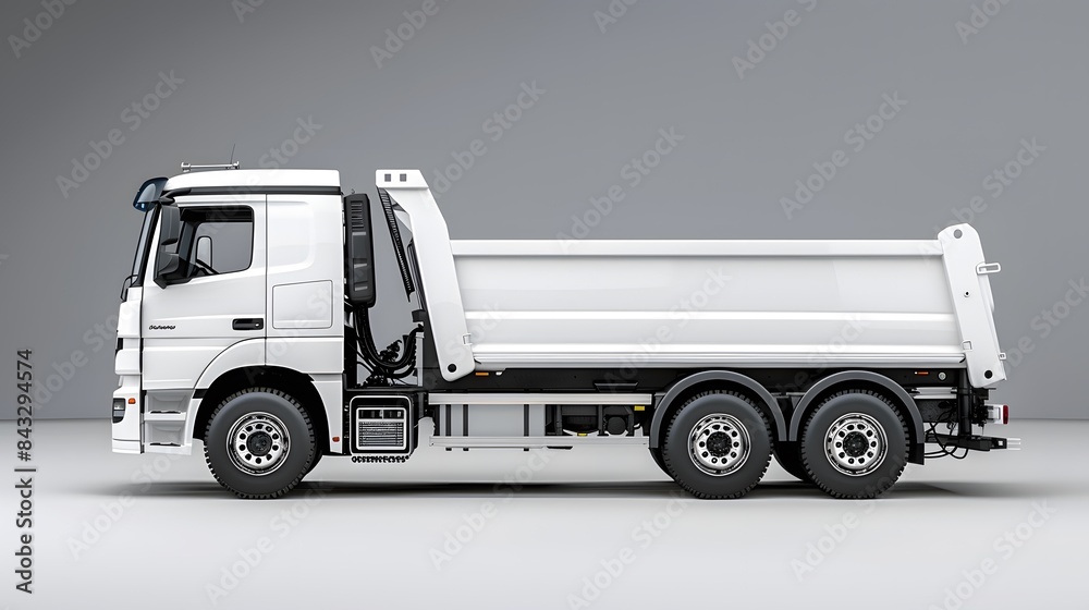 White truck with grey background, truck side profile, white german semitrredder truck, truck photography, White truck with grey background, truck side profile, white german semitrredder truck, truck photography,