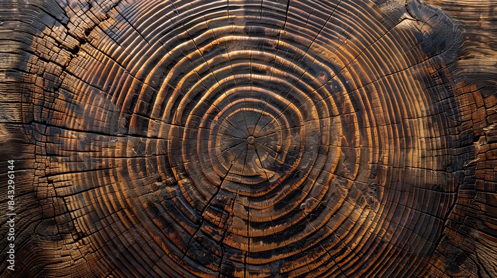 Detailed wood texture, visible annual rings, circular patterns, old and worn, natural imperfections Detailed wood texture, visible annual rings, circular patterns, old and worn, natural imperfections