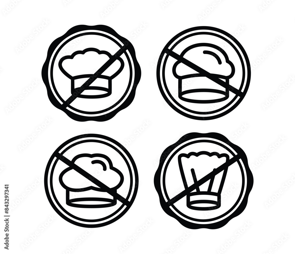 forbidden chef cap icons symbol sign vector design black white colors collections sets forbidden chef cap icons symbol sign vector design black white colors collections sets