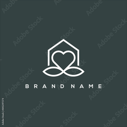 house care with leaf love and house logo vector