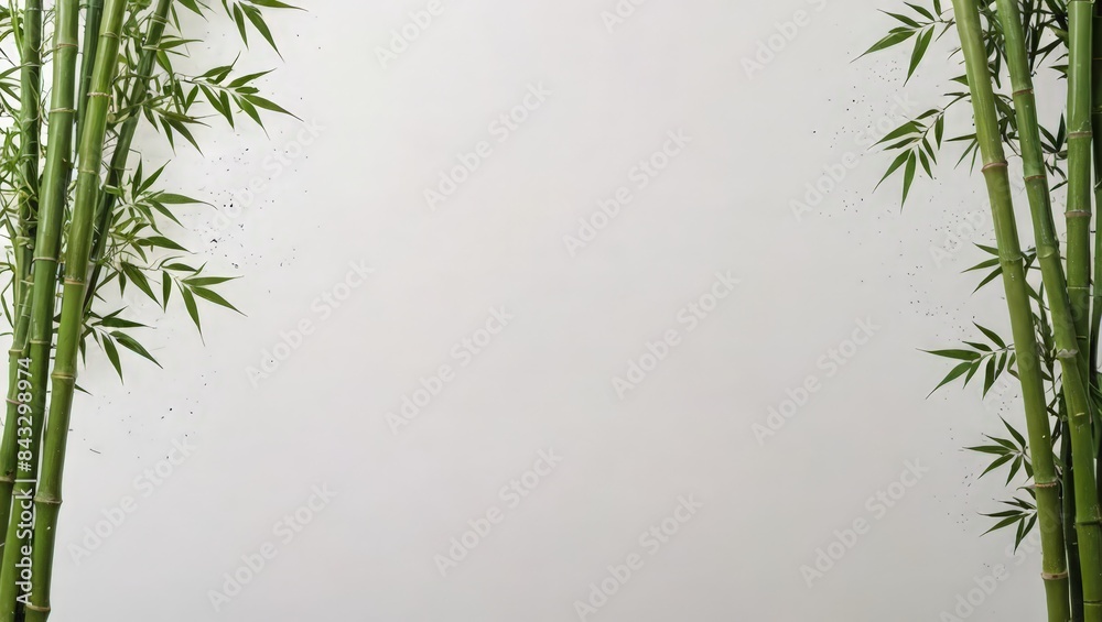 Green Bamboo Shoots on White Background