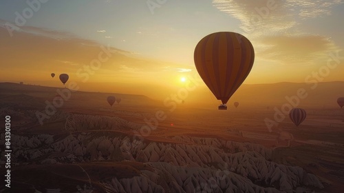 Hot air balloons flying over Cappadocia © sania