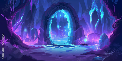 Game background with neon color isolation, Illustration