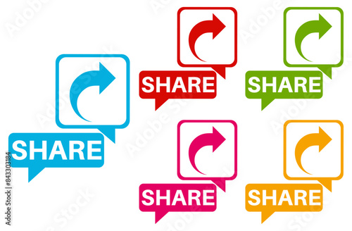 vector share sign, Icon, Label or Sticker design template illustration © Javanism