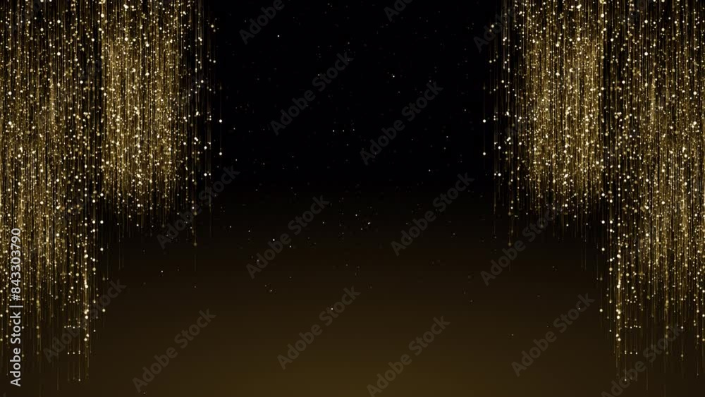 Golden frame border particles gold bokeh event awards trailer titles cinematic concert openers luxury presentation background loop